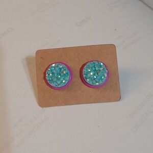 Custom Earrings! Aqua and pink.